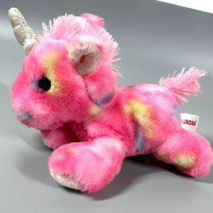 Aurora Unicorn Jellyroll Pink Tie Dye Plush Stuffed Animal Toy 8 Inches Pellets